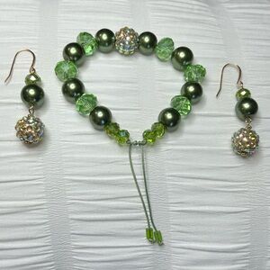 Elegant Green Beaded Jewelry Set